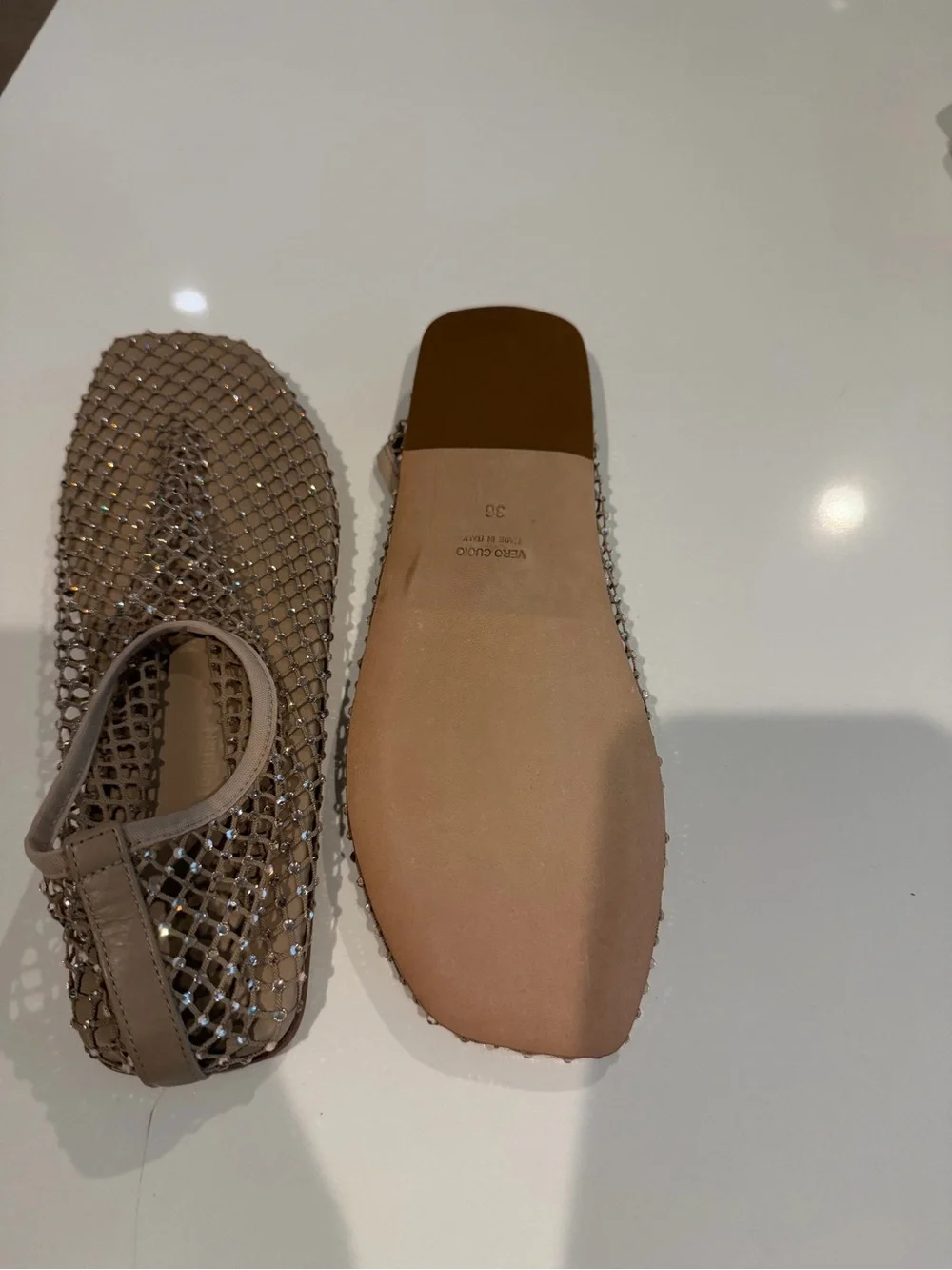 Christopher Esber Nude Crystal Mesh Flats